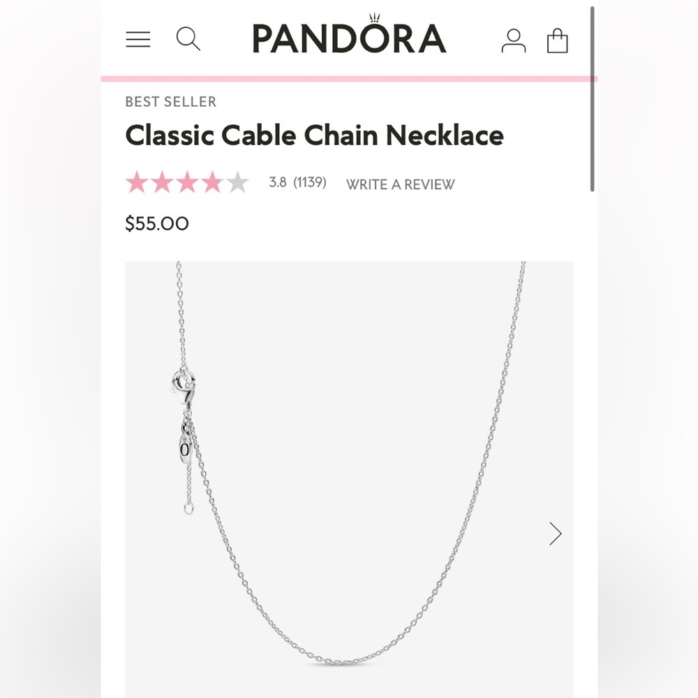 Pandora Necklace with 3 charms. Wore only a few times. Looks brand new. - Picture 4 of 7